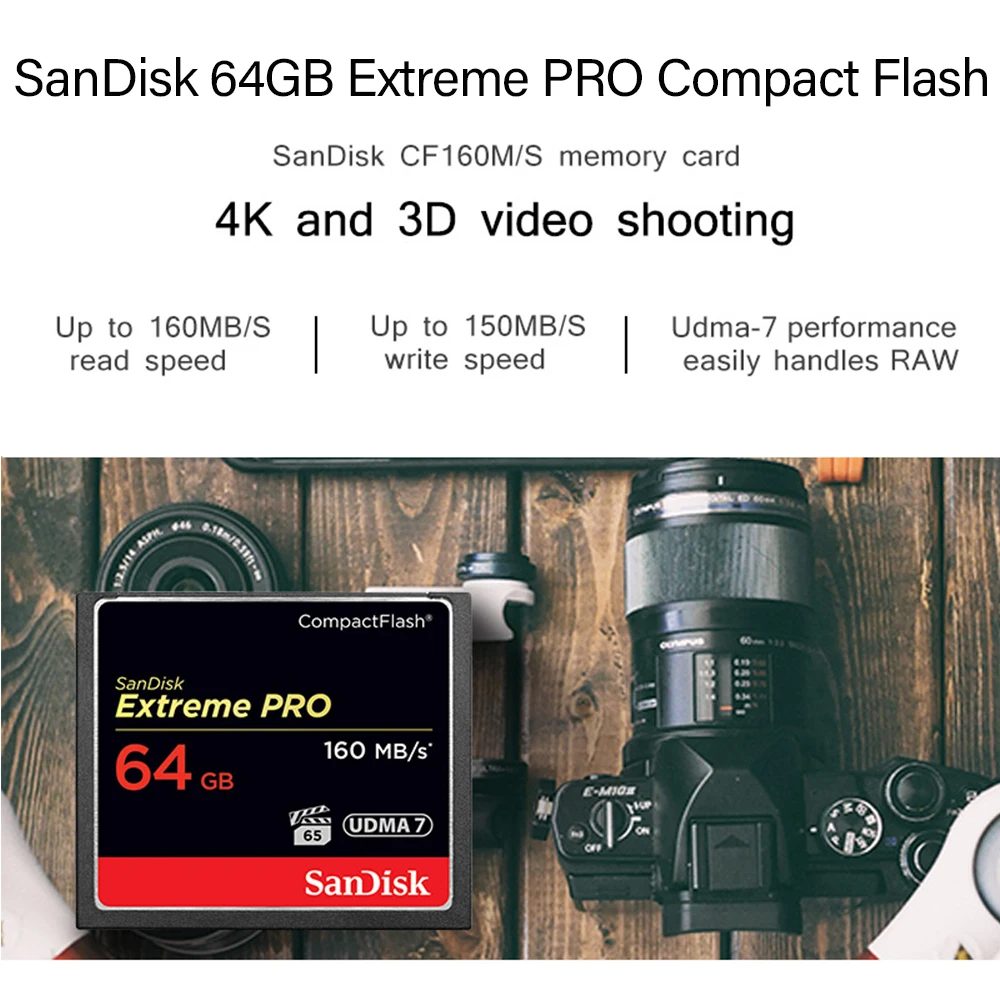 32GB 64GB Compact Flash Card Orginal SanDisk Extreme PRO UDMA7 128GB 256GB CompactFlash Memory CF Card High Speed Free Shipping