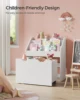 SONGMICS Kids Bookshelf and Toy Organizer, Toy Storage Chest and Bookcase with 3 Shelves, Storage Box with Wheels, Multipurpose 3