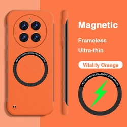 Sleek Magnetic Frameless Shockproof Phone Case with Magsafe Compatibility for Realme GT5 Pro (Vitality Orange)