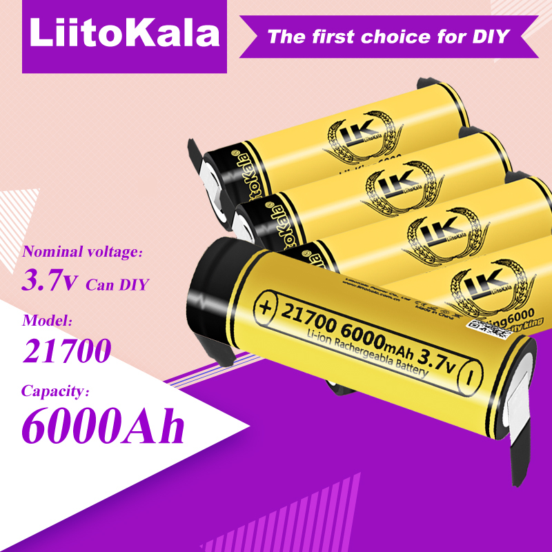 1-40PCS LiitoKala King6000+Nickel 3.7V 21700 6000mAh 3.7V 21700 6000mAh Rechargeable Lithium Battery For Speaker LED Flashlight
