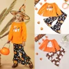 6M-3Y Fashion Baby Girls' Halloween Suit Kids Set Two Pieces Cartoon Print Girl Top And Bottom Set Children Halloween Outfit Set 1