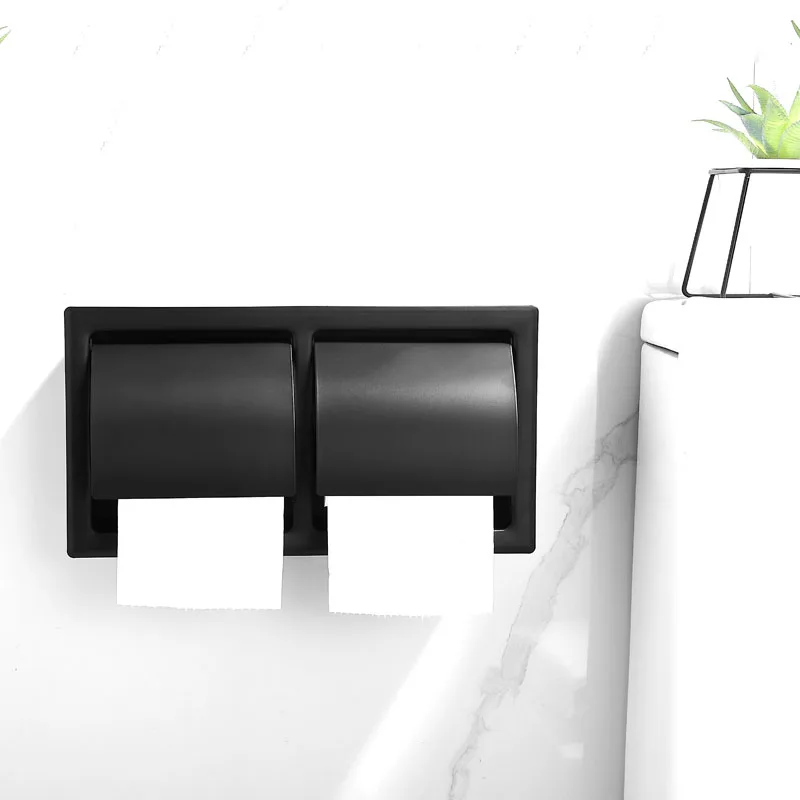 Recessed Toilet Paper Support sus 304 Stainless Steel Toilet Paper Holder Wall Roll Holders Tissue Box Cover Roll Holder
