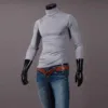 New High Quality Men'S Sweater Cotton Sweater Men'S Pullover Half High Collar Soft And Warm Knitted Men'S Slim Fit Knitwear 4