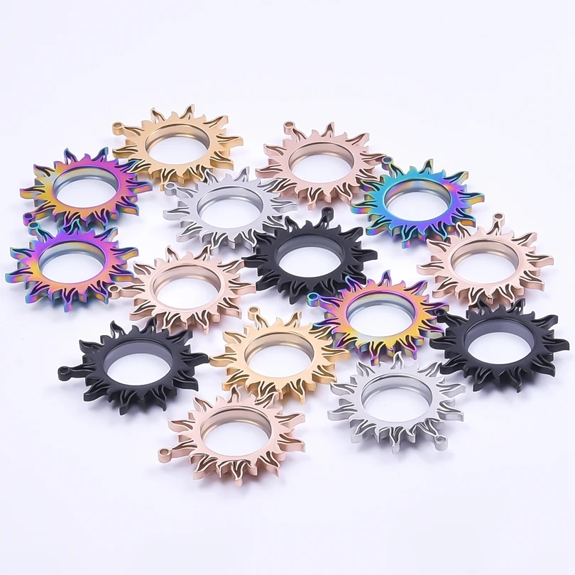 

Five Color Sun/Le Soleil Locket Charms For Jewelry Making Supplies DIY Stainless Steel Lockets Women/Men Accessories Floating