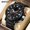 SANDA New 3350 Luxury Stainless Steel Watch Men Military Sport Quartz Waterproof Luminous Stopwatch Electronic Digital Men Watch 1