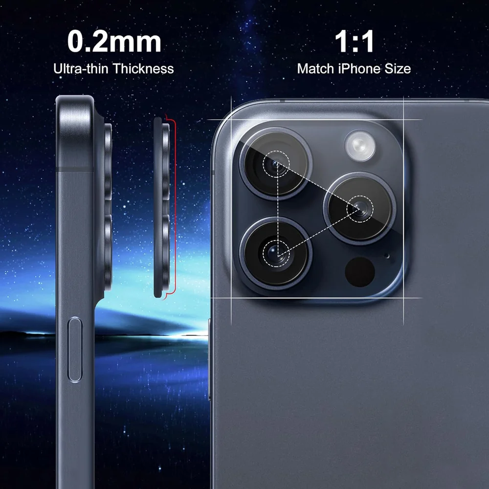 Premium 3-Pack Full Coverage Camera Lens Protector Glass