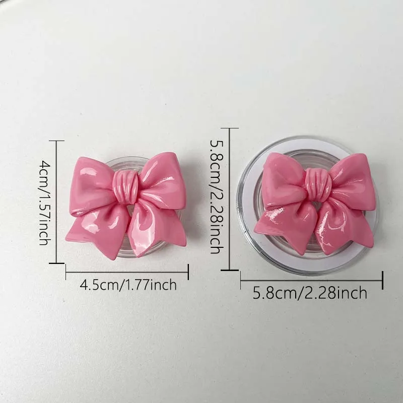 Charming Resin Bow Phone Grip with Adhesive & Magnetic Support