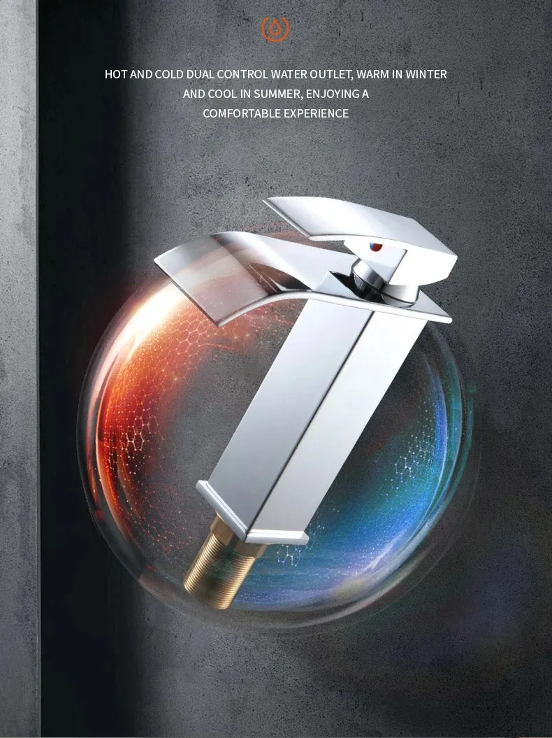 Slavina za umivaonik s vodopadom u upotrebi s kaskadnim protokom vode