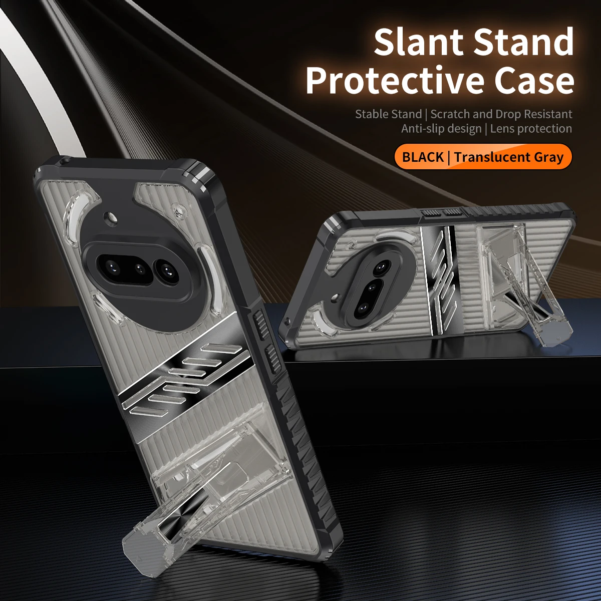 Transparent Shockproof Kickstand Case with Soft Silicone