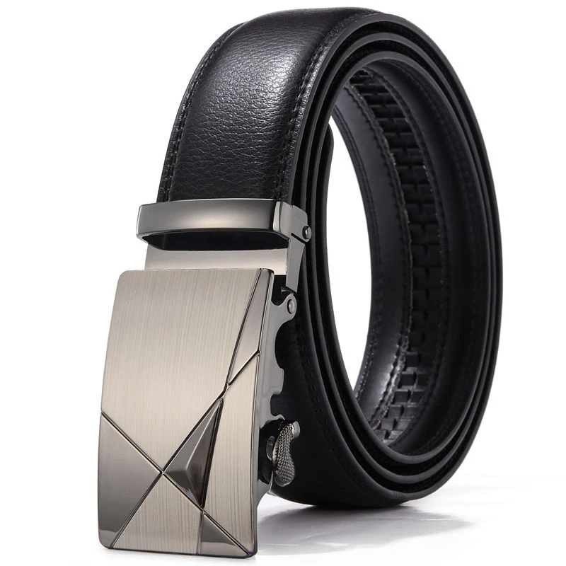New Casual Soft Leather Belt For Men With Simple Automatic Buckle Design Waistband Fashion Business Korean Youth Black Belt