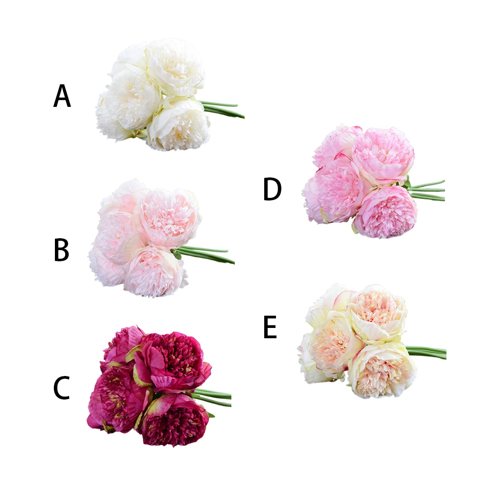 

Silk Peony Artificial Flower Fake Bouquet Wedding Decorative Champagne