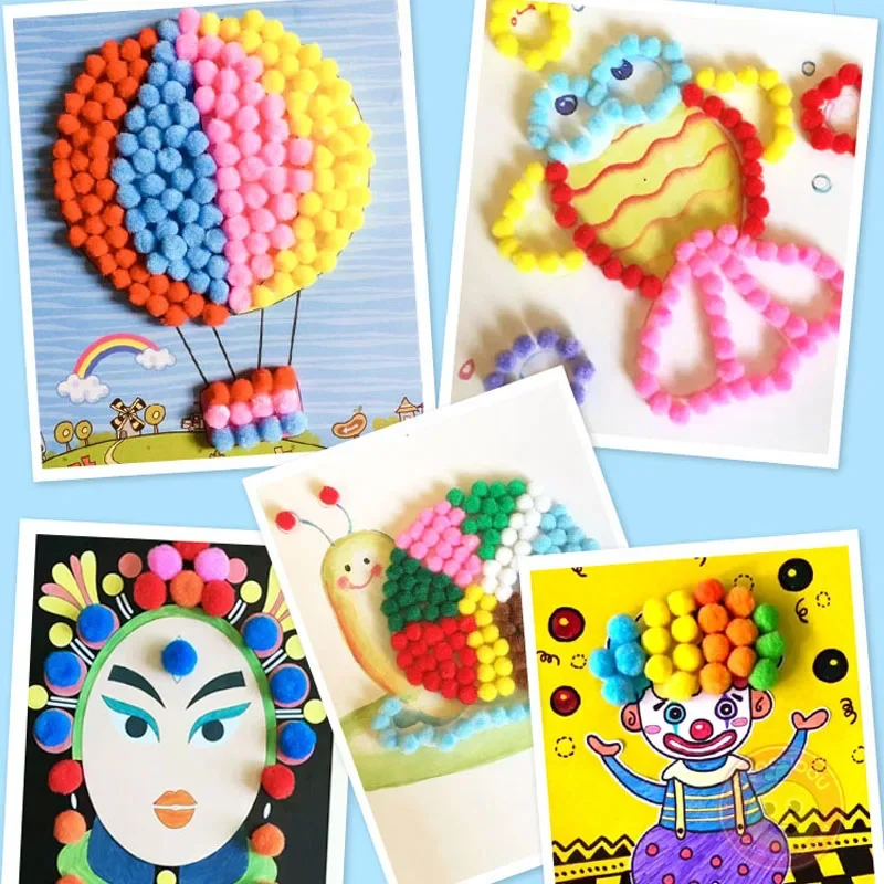 Deluxe Fluffy 8mm Round Pompoms for Kids' Crafts and DIY Projects, 2000 Pieces