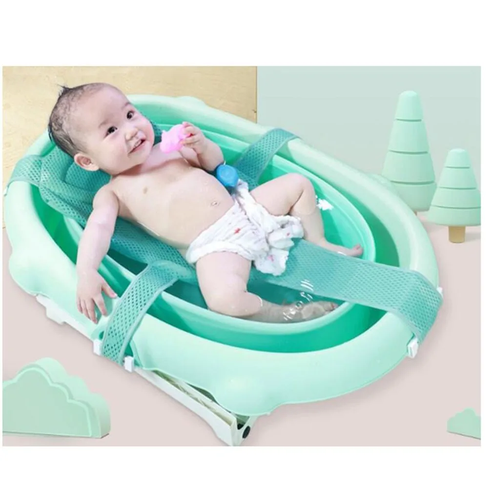 Baby Bath Seat Baby Adjustable Infant Cross Shaped Slippery Bath Net Antis Kid Bathtub Shower Cradle Bed Seat Net And Ring cloth Home Mat Seat baby bath support pad