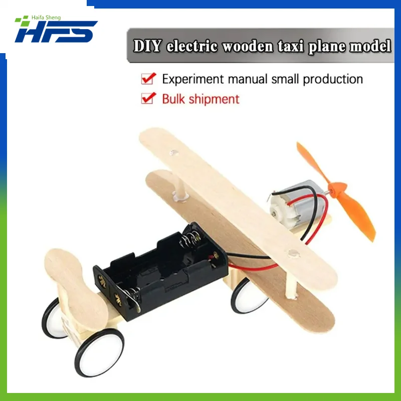 

DIY Electric Taxiing Aircraft Model Toys Wooden plane Dual Motor Biplane for Children Education Science Gift Kids Assembled