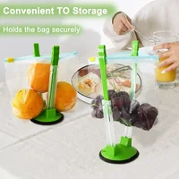 Zipper Bag Holder Plastic Adjustable NonSlip Hands-Free Baggy Rack Kitchen Gadget for Food Prep Freezer Bag Holder Stand Storage 1
