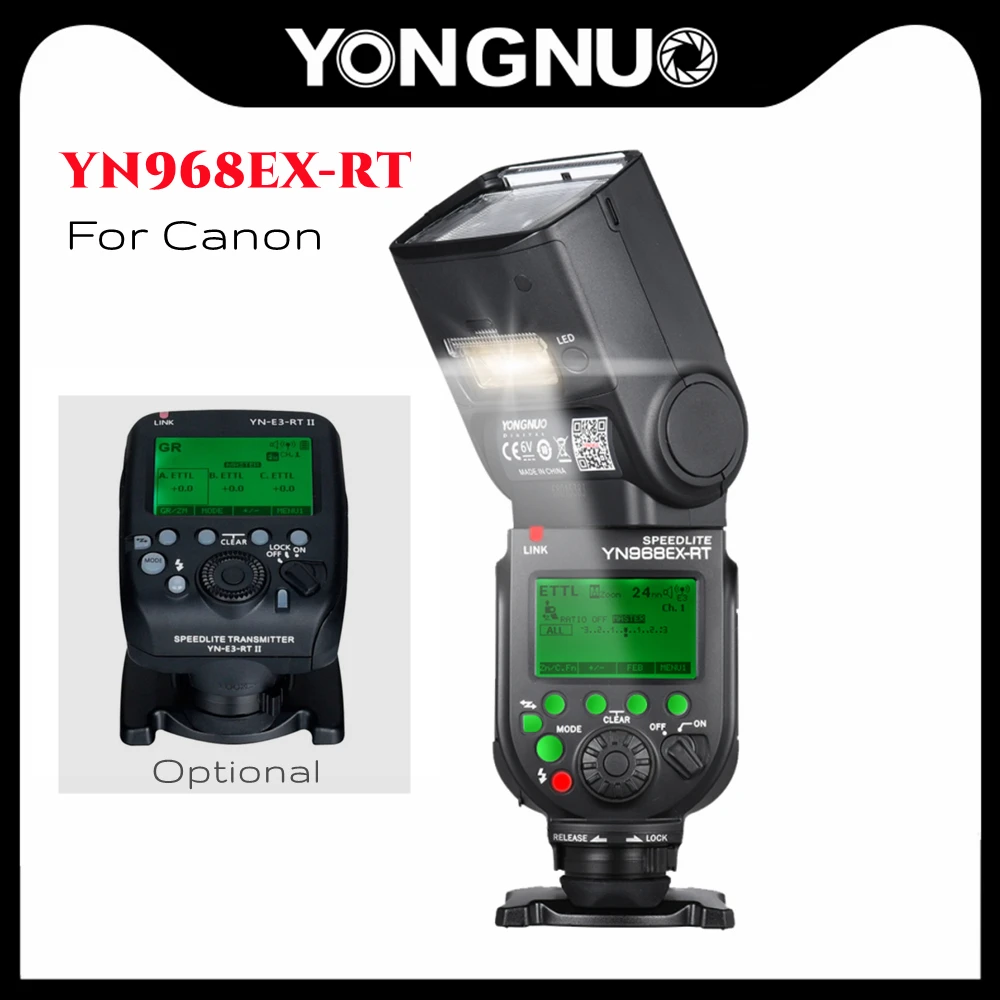 

YONGNUO Flash YN968EX-RT Speedlite High-speed Sync TTL Wireless with LED Light for Canon 5DIII 6D 7DII 60D 1100D 1200D 1000D700D