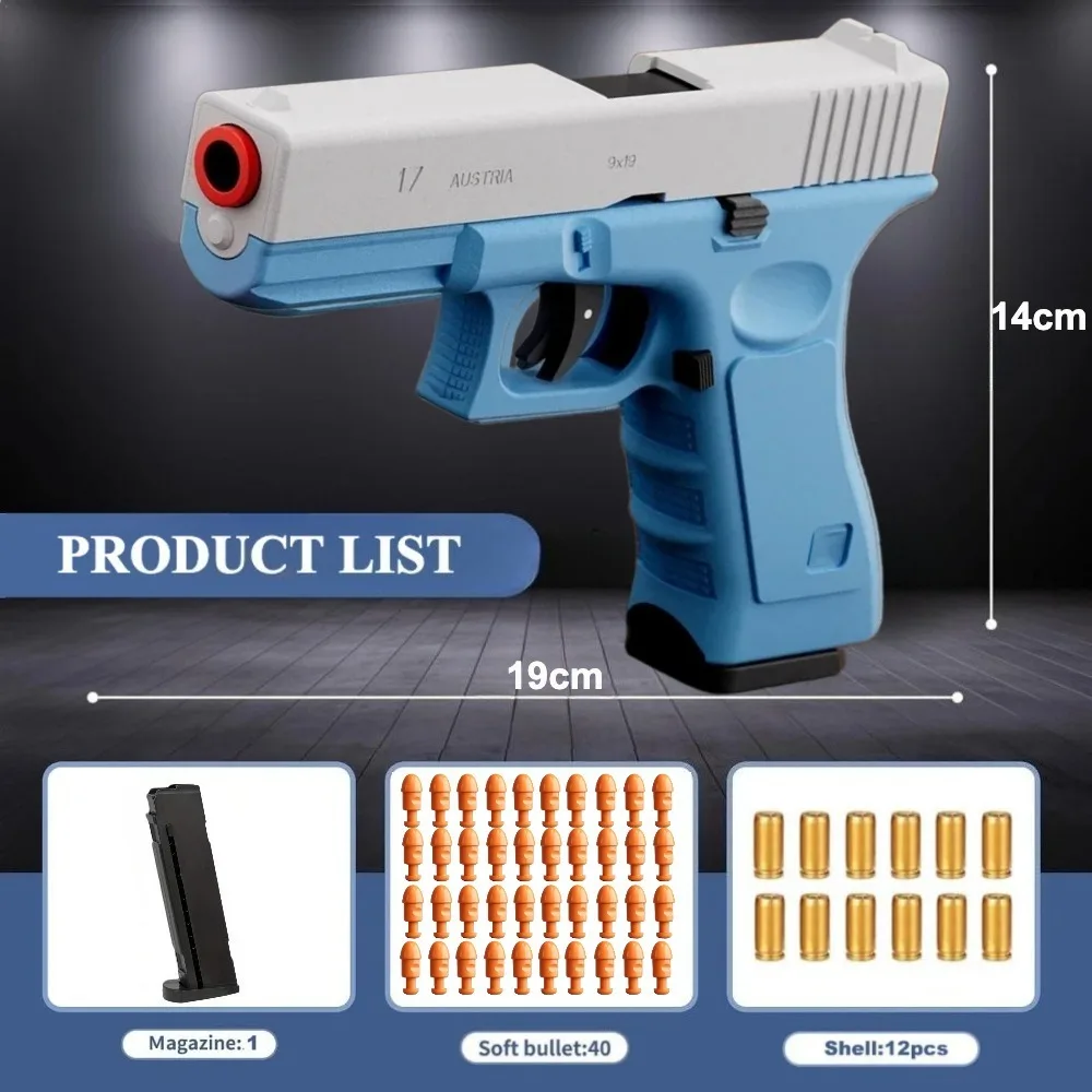 Shell Throwing Automatic Soft Bullet Toy Gun with Blowback - Outdoor Sports Shooting Game Gift