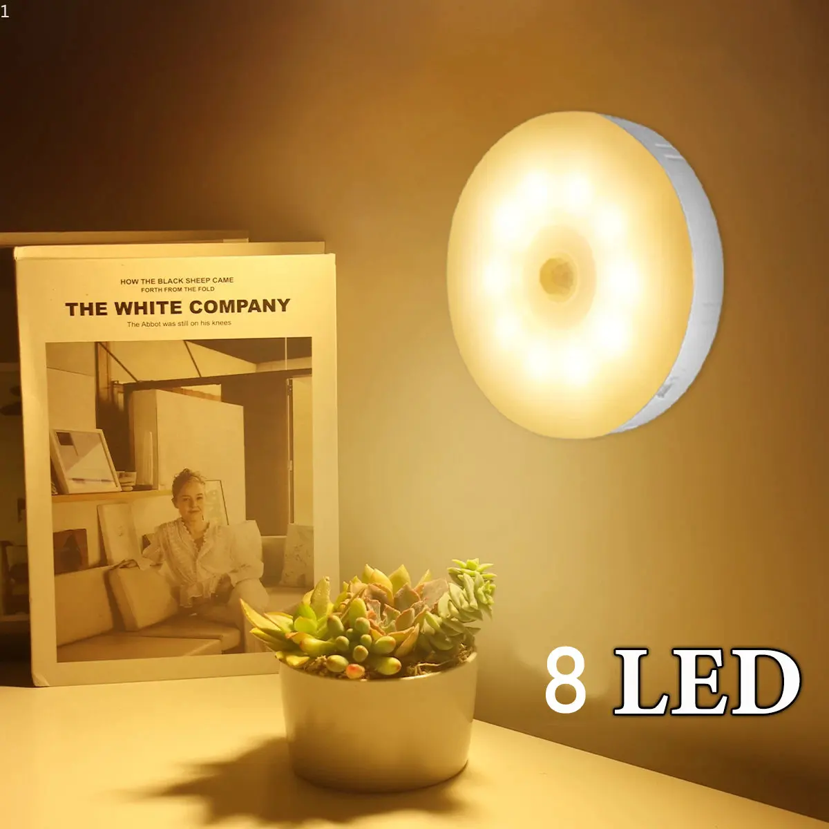 

USB Rechargeable Round Light Night Lights Wireless LED Motion SensorBedroom Light Closet Room Aisle Induction Lamp Night Lights