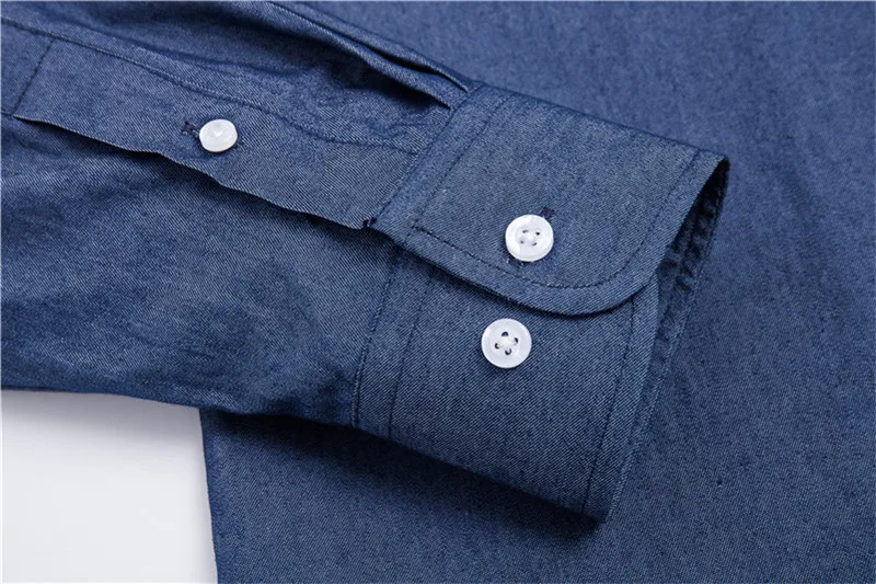 VISADA JAUNA High Quality Men Shirt Jeans Long Sleeve Cotton Solid Casual Business Denim Shirt Brand Man Dress Shirts N5153