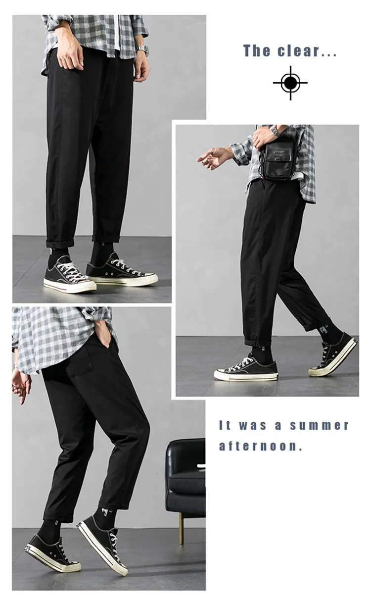 big and tall casual pants Summer Thin Casual Pants Men Fashion Drawstring Straight Pants Mens Loose Grey/Khaki/Black Harem Pants Mens Trousers M-3XL business casual pants