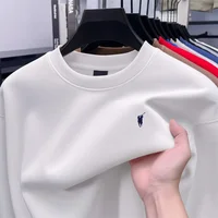 Sweat-shirt à col rond classique décontracté pour homme - Couleur unie, polyvalent, doublé en polaire, coupe ample 5