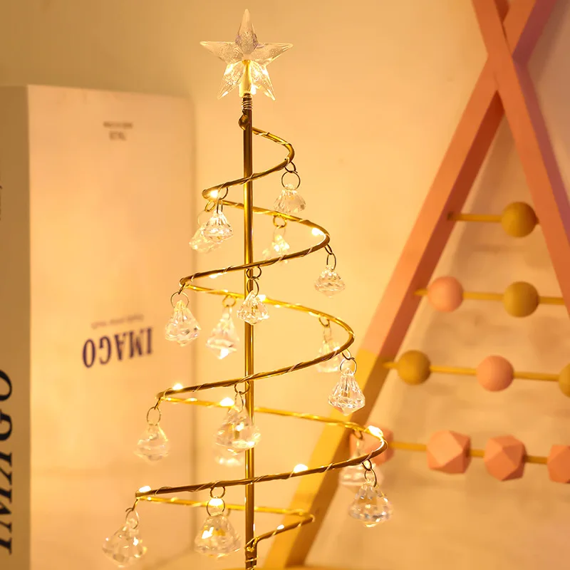 LED Night Light Mini Christmas Tree Crystal Garland Lamp For Kids