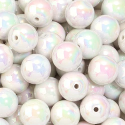 Vibrant UV - Colored Acrylic Beads - Multi - Size Round Spacer Beads for DIY Jewelry & Accessories (White)