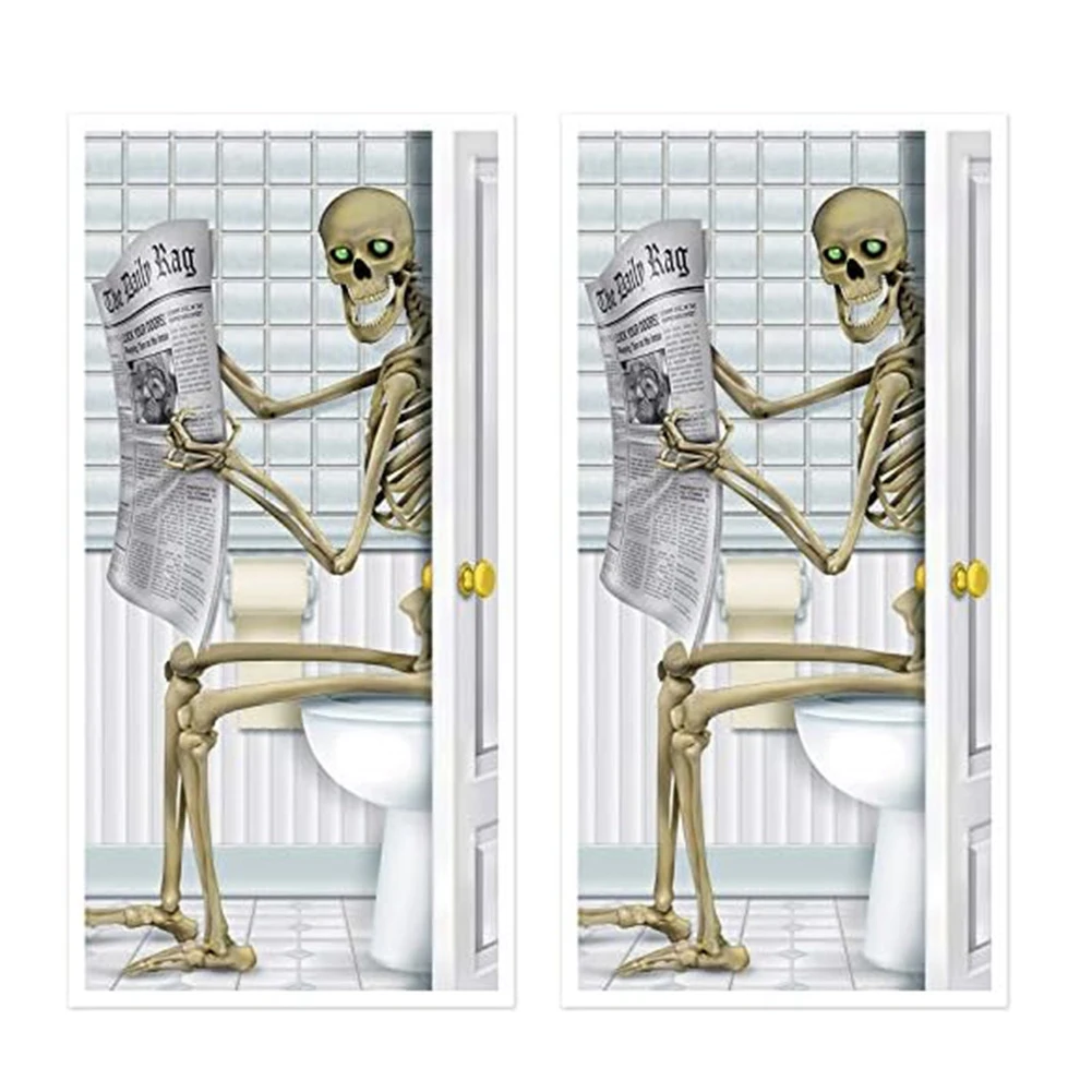 

Halloween Decoration Props Skeleton Horror American Explosion Glass Door Poster