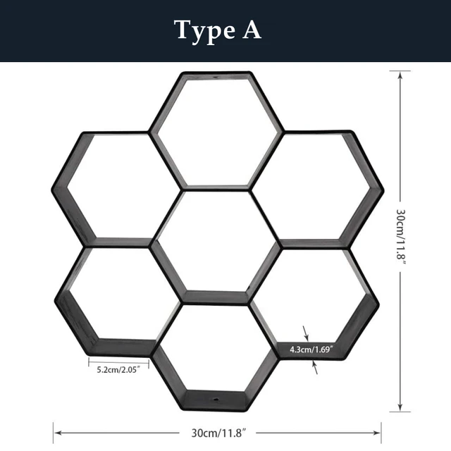 Újrafelhasználható Hexagon Walk Path Maker Beton Formák Ajándéktáblával Járó Burkolat Burkolatával Stepping Stone Mold Diy Terasz Szerszám - Image 3