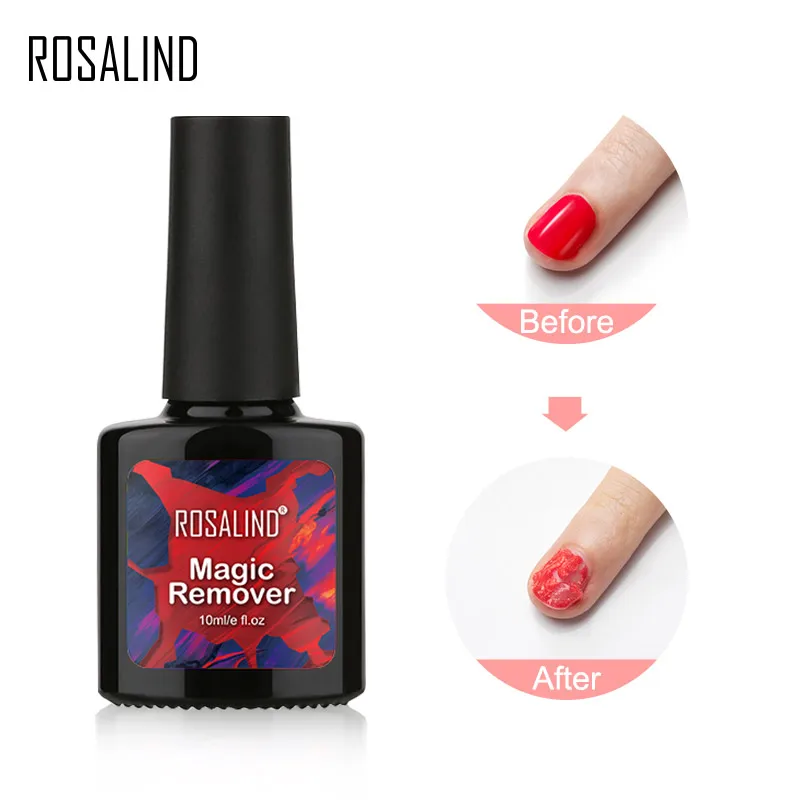 ROSALIND 10ml Nail Gel Polish Magic Remover For Manicure Fast Clean Within 2-3 MINS Gel Nail Polish Remove Base Top Coat 2