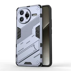 Luxury Anti-Drop Shockproof Armor Phone Holder Case with Full Protective Hard Back Cover for Poco X7 (Gray)
