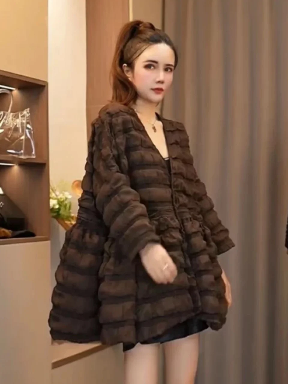 Fashion V-neck Pregnant Woman Ball Gown Coats Plus Size A-line Maternity Cotton Outwear Long Sleeve Loose Pregnancy Jackets