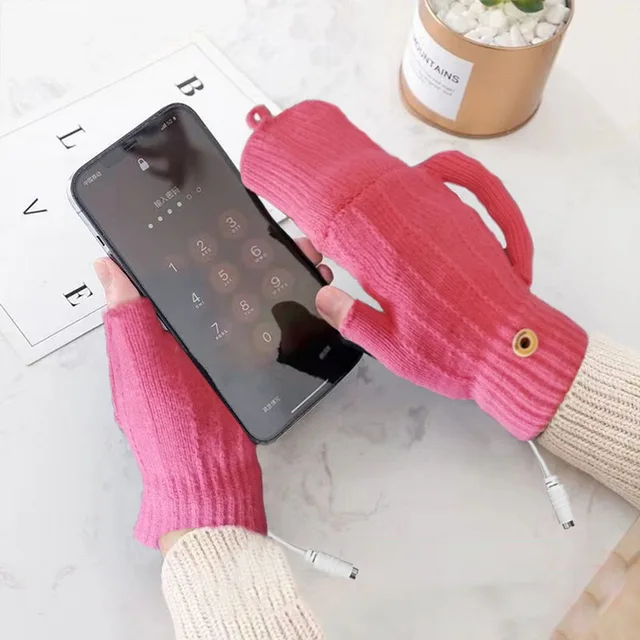 Téli Usb Fűtött Kesztyű Meleg Termikus Öt Ujja Érintőképernyő Fűtőpárnák Férfiak - Image 4