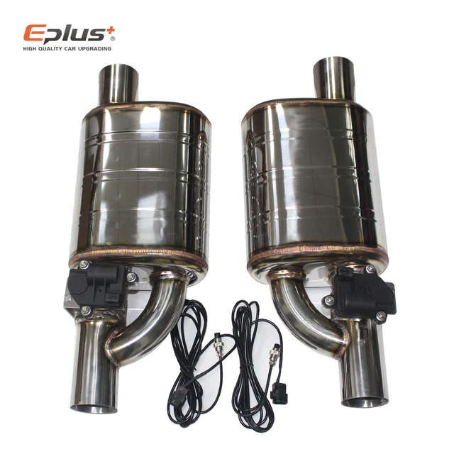 EPLUS 1 Pair 2pcs Car Exhaust System Electric Valve Control Exhaust Pipe Kit Adjustable Valve Angle Silencer Stainless Universal 4