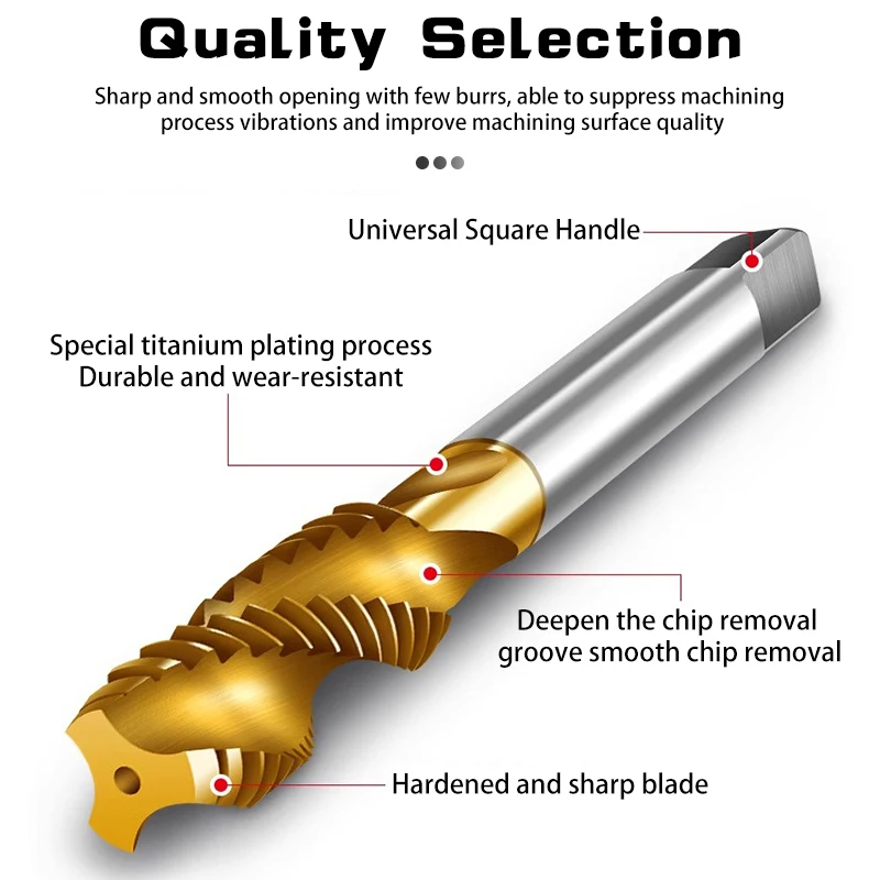 Spiral point tap metric titanium plated HSS M2 M2.5 M3 M4 M5 M6 M7 M8 M10 M12 machine plug screw thread