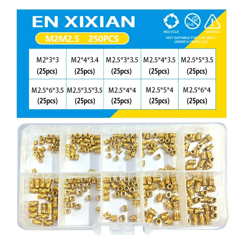 M2 M2.5 M3 M4 M5 M6 Brass Heat Set Insert Nut Hot Melt Knurled Threaded Inserts for 3d Print Embedment Copper Nut Assortment Kit image 14