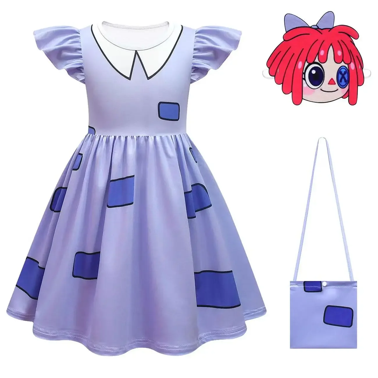 Children's Magical Digital Circus Dress Girls' Pamny Dress Clown Pomni Halloween Cosplay costumes Casual kids dresses for girls