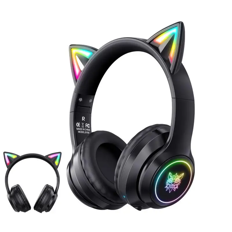 

Накладные наушники, милые наушники со светодиодной подсветкой, светящиеся наушники с кнопкой управления музыкой и видео, для детей, мальчиков и девочек