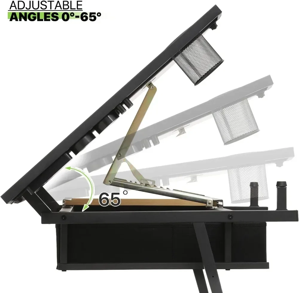 Hot-sellingProfessional Adjustable Drafting Table with Stool, Tilting Wooden Desk for Art Painting Sketching Studio Home Office 6