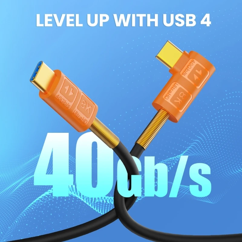Fast TypeC USB4 Charging Cable with PD240W Power Delivery and 8K60hz Resolution Video Compatibility 40Gbps Data Transfer