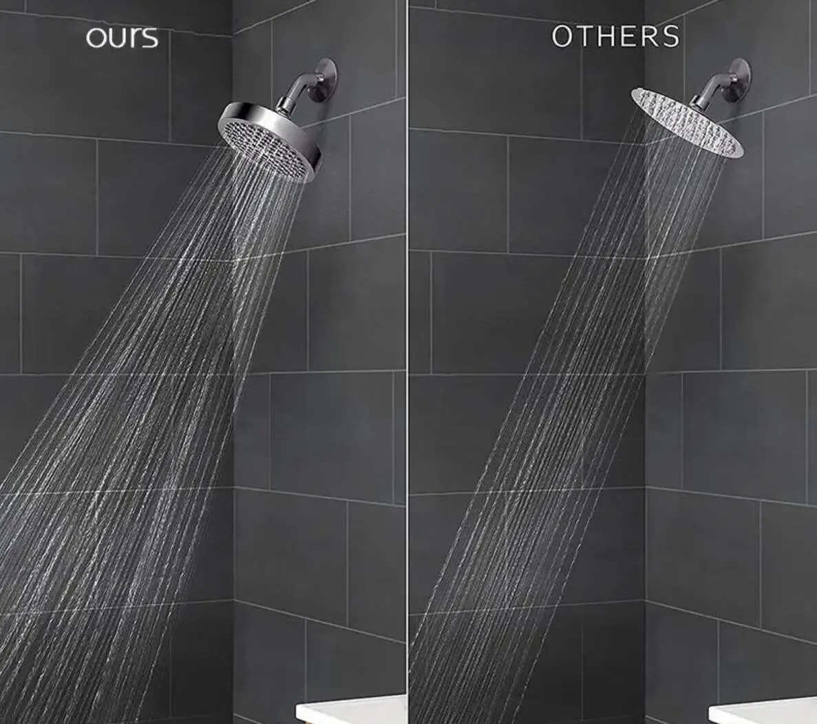 New 6 inches High Pressure Rain Shower Head with Arm 1min Installation Polished Chrome Rainfall Showerhead Anti-Clogging Nozzles 6