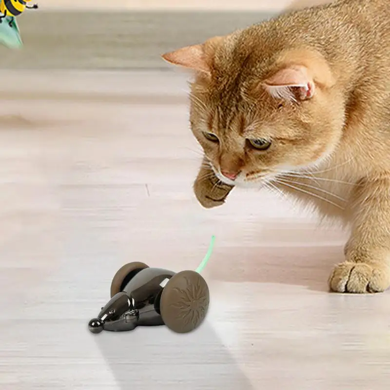 Remote Control Mouse For Cats Rechargeable Mouse Interactive Cat Toy With Brilliant Light Tail Smart Electronic Moving Toy