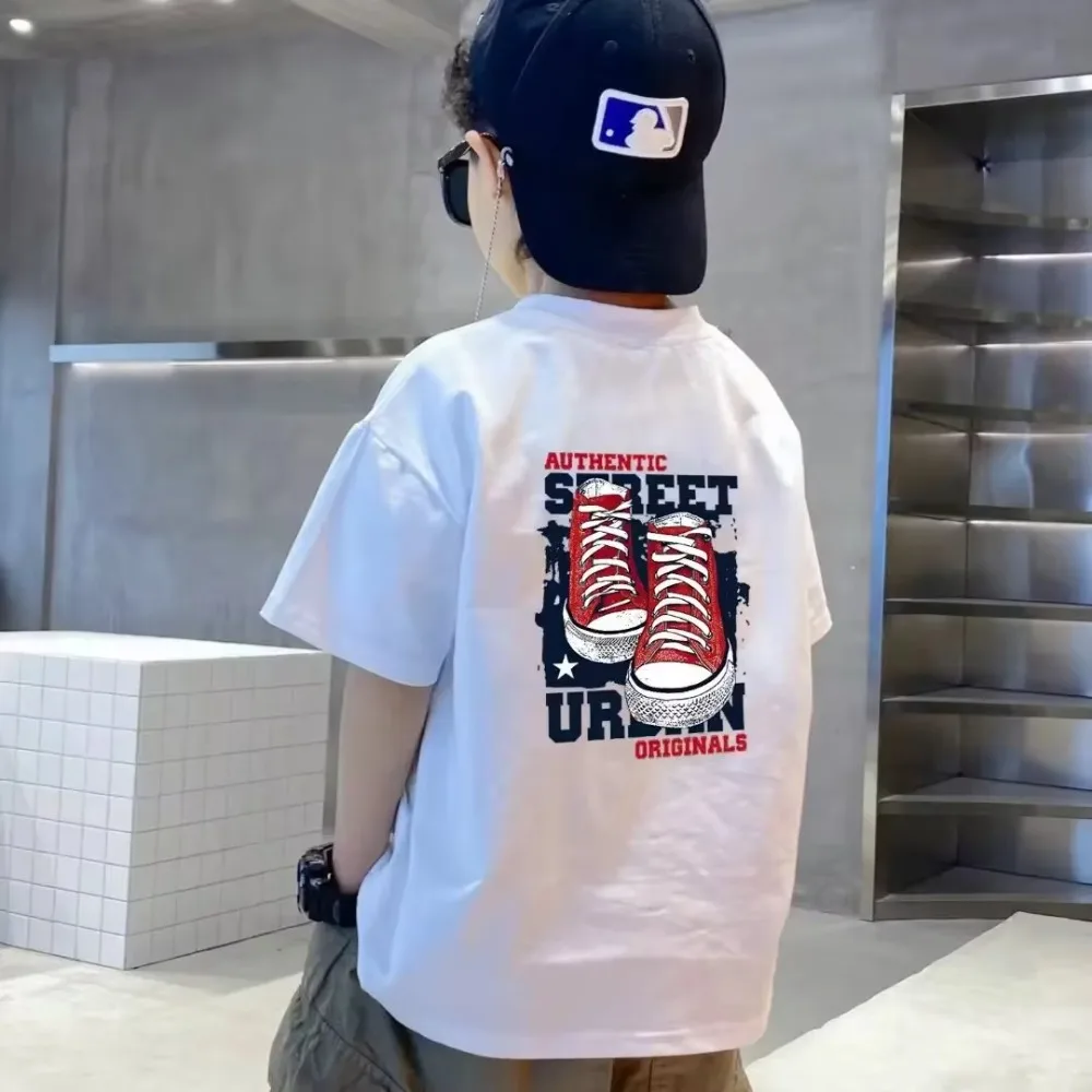 100% Cotton Kids T-shirt Summer Streetwear Cool Graffiti Print Boys Girls Short Sleeve Children Tops High Quality 2