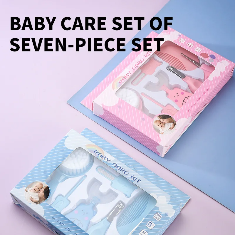 7Pcs/set Baby Care Set Toothbrush Comb Set Baby Comb And Brush Combination Nail Clippers Silicone Toothbrush easter gift