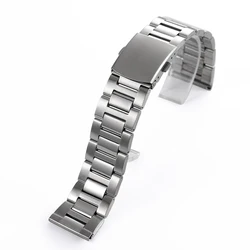 Elegant Stainless Steel Folding Buckle Watch Strap - 22mm (Silver)