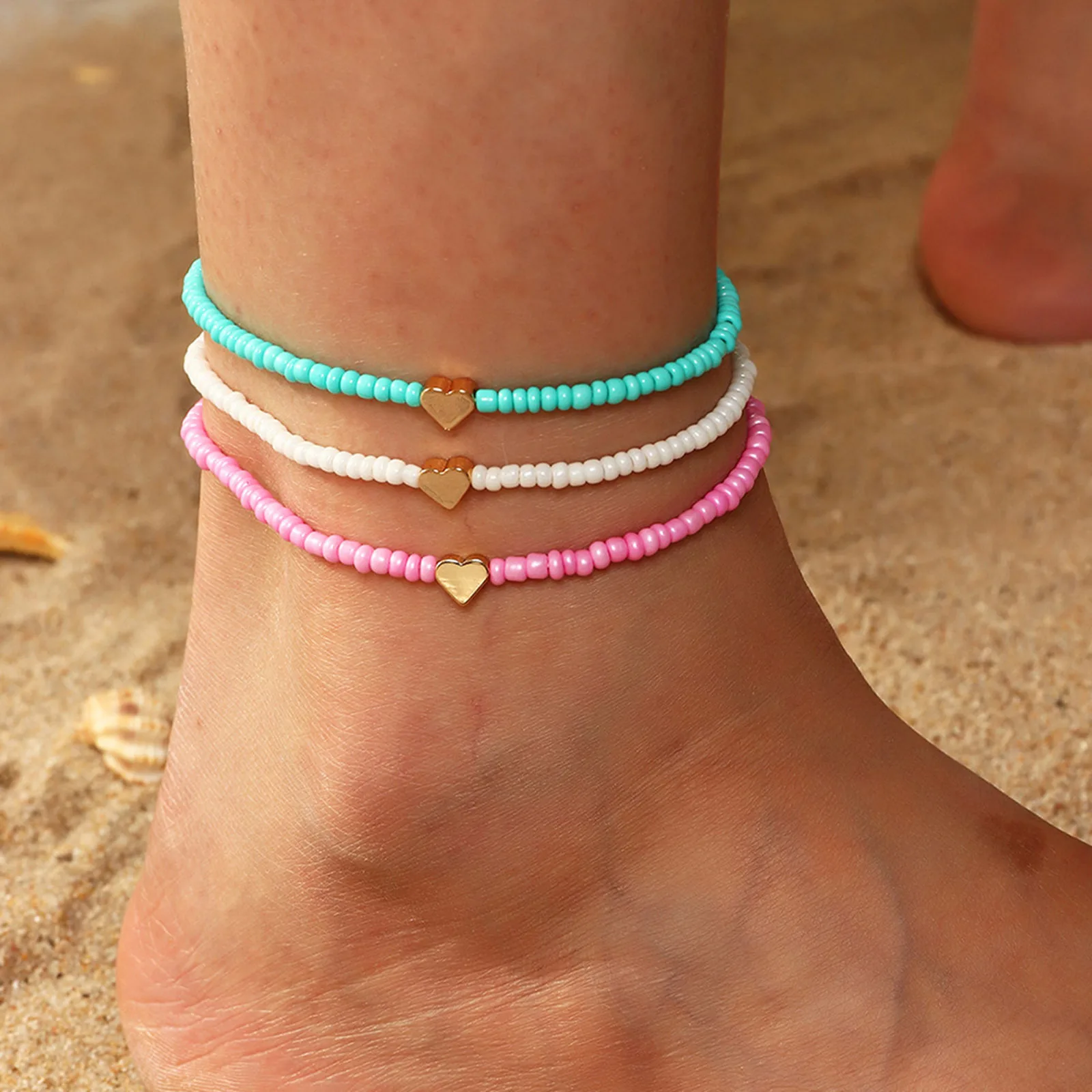Bohemia Jewelry Anklets Handmade Beaded Anklets Bohemia Handmade Anklet 3/6pcs Aliexpress