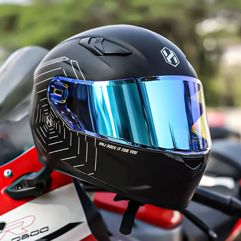 thumbnail image 1 of Casco de motocicleta HNJ, motocicletas con gran apariencia y un patrón de telaraña atractivo, lentes coloridos, casco integral Cascos, 1 of 5