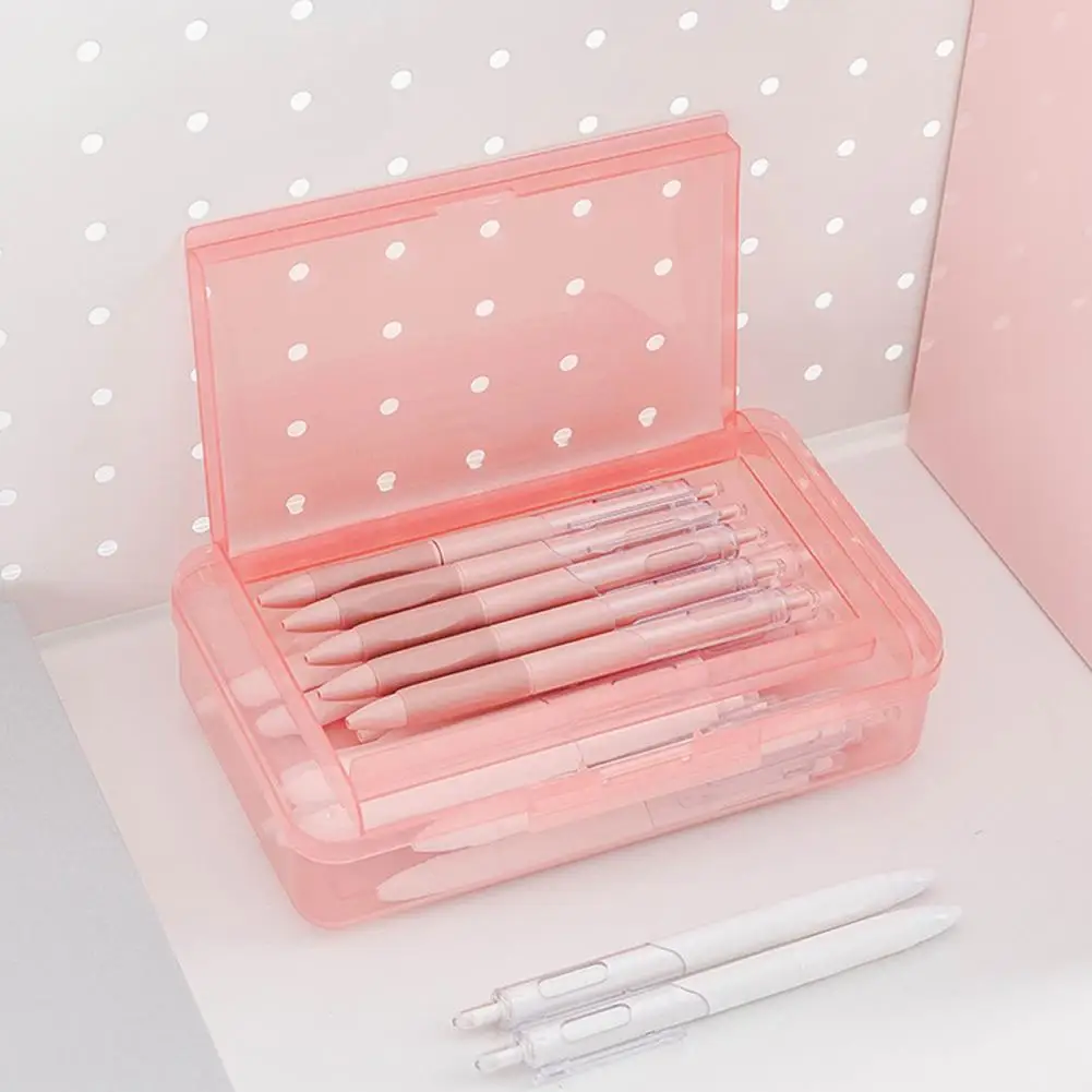 Stackable Pencil Box Pencil Storage Box Stackable Double Layer Transparent Plastic Case Capacity Stationery for Students