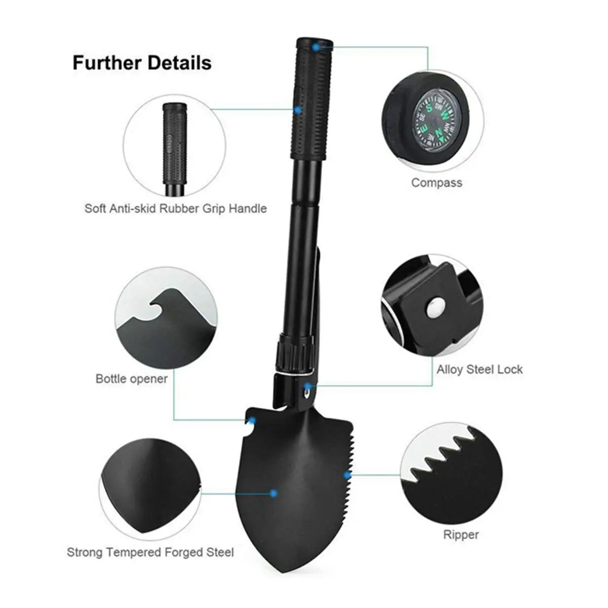 Multi functional folding car mounted four in one stainless steel life saving shovel camping car mounted small outdoor engineer s