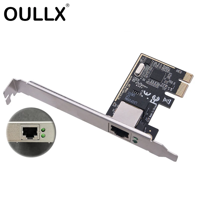 

OULLX 1000mbps Ethernet Network Card Adapter PCI-e 1X Desktop Built-in Expansion Card RJ45 Gigabit Ethernet